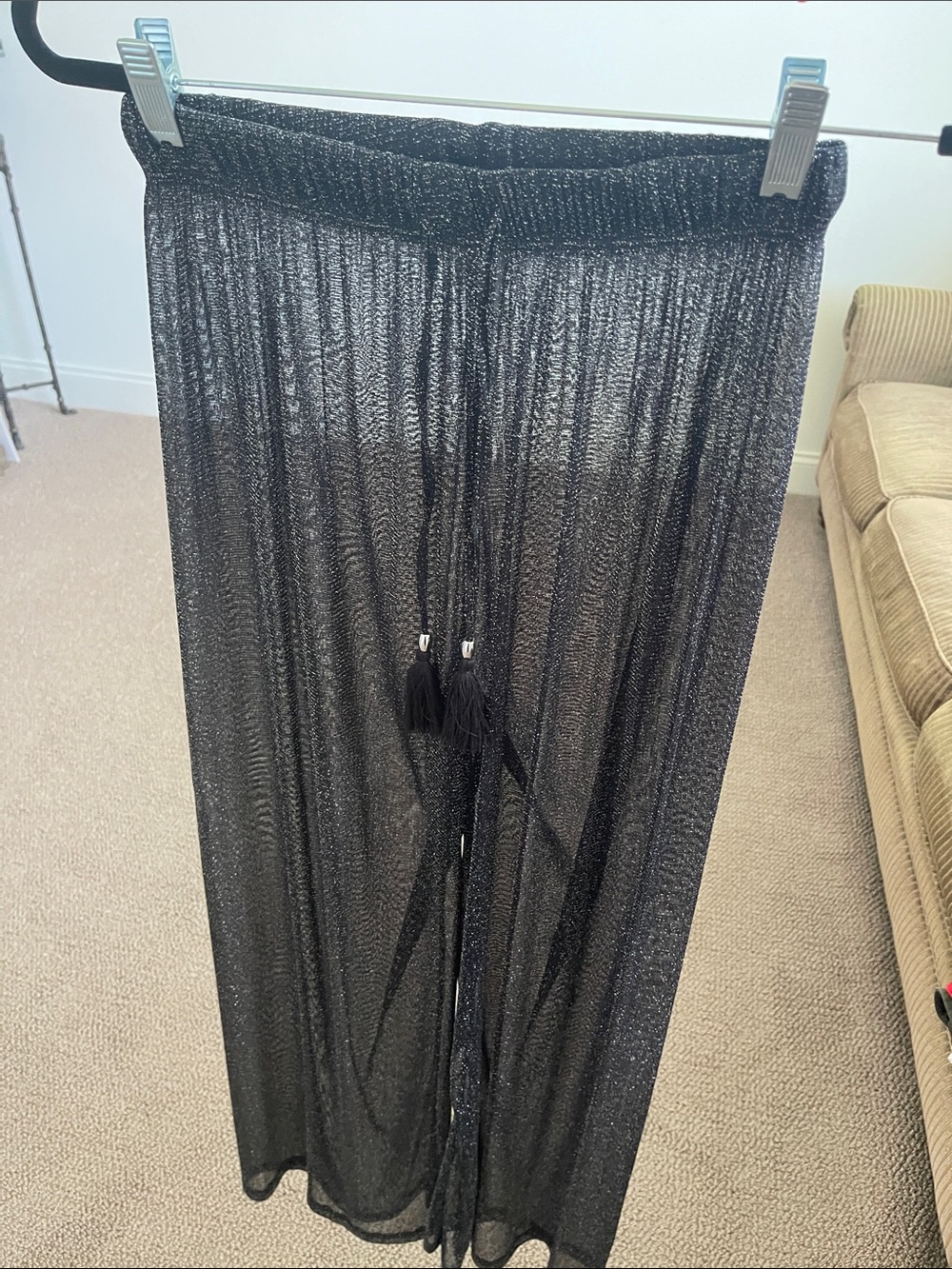 Sparkle Wide-Leg black sheer pants